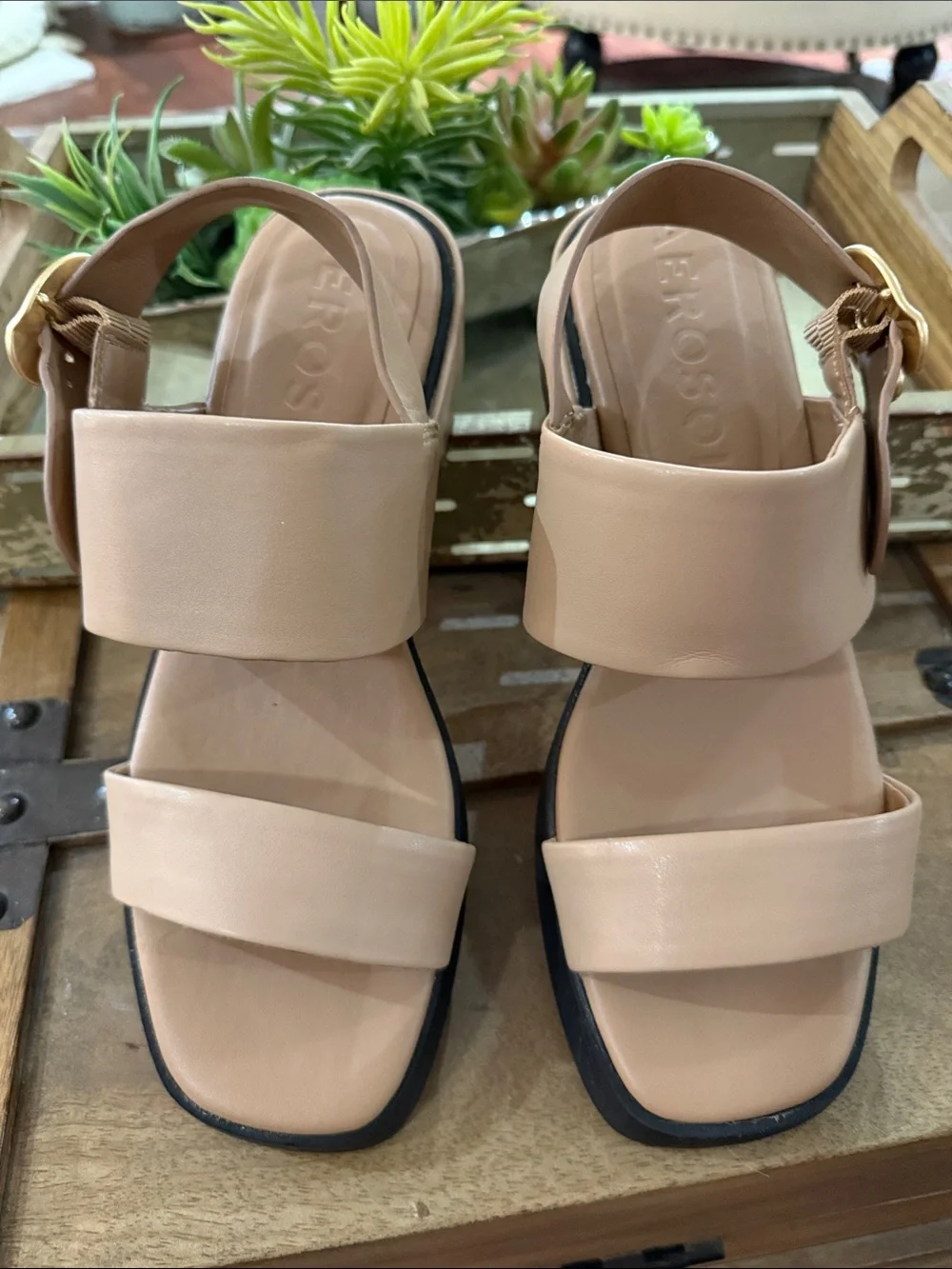 AEROSOLES Blush Nude Double-Strap Slingback Sandals